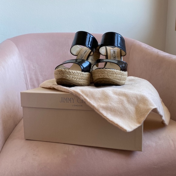 Jimmy Choo Black Patent Leather Sandal - Picture 2 of 11